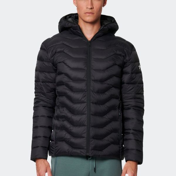 Body Action Men’s Lightweight Quilted Jacket with Hood 073535-01-Black